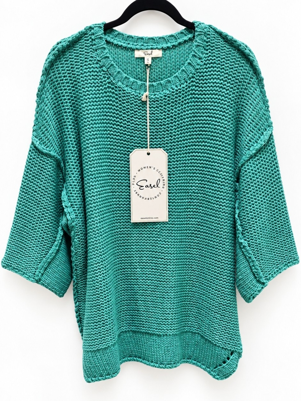 Easel Los Angeles Oversized Knit Sweater Top – Aqua/Teal – S/M NWT